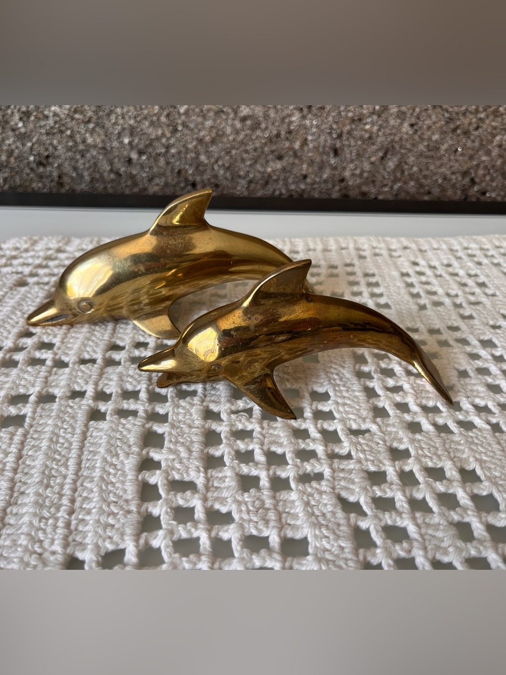 Brass Dolphin Figurines - Set of 2